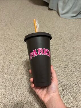 Dunkin x Parke black cup with straw